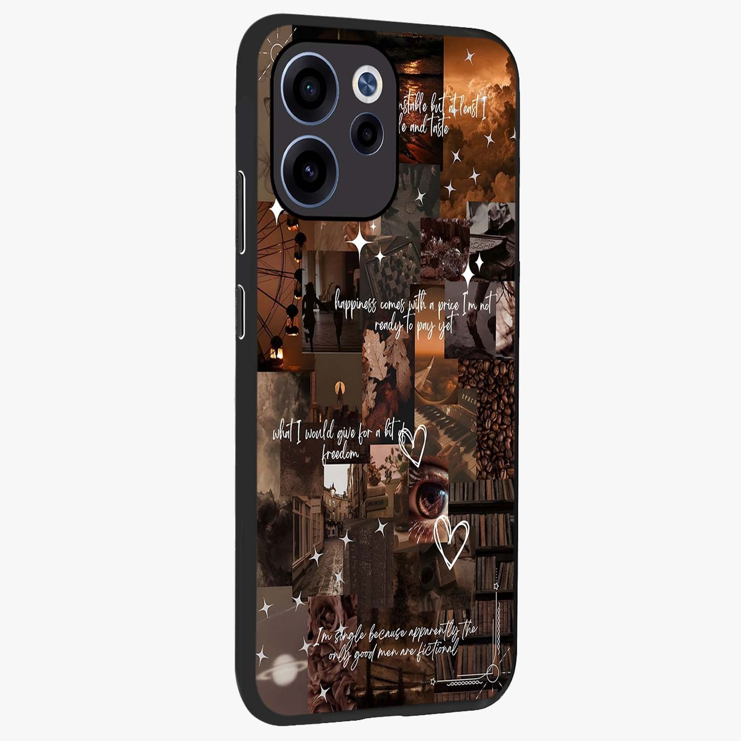Bittersweet Aesthetic Chaos Glass Case upright view showcasing bold artistic chaos design with modern aesthetic style.