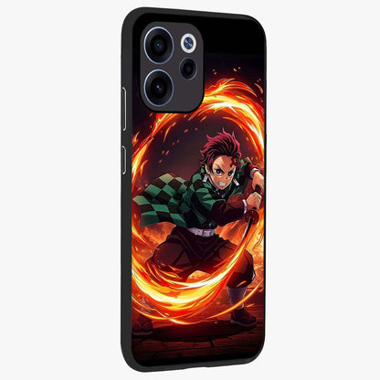 Blazing Sword Resolve Glass Case upright view showcasing dramatic warrior inspired artwork with intense visual style.