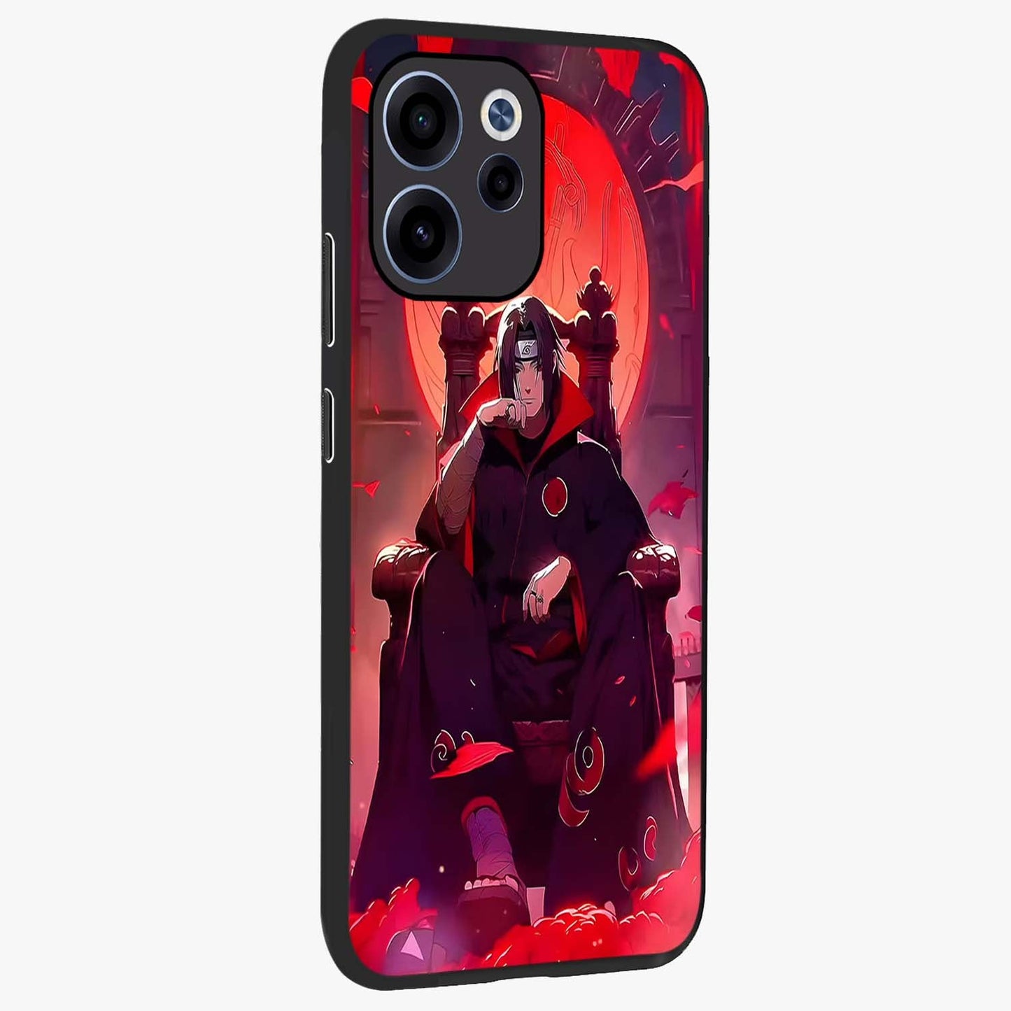 Blood Moon Sovereign Glass Case upright view showcasing powerful moon inspired artwork with cosmic aesthetic style.
