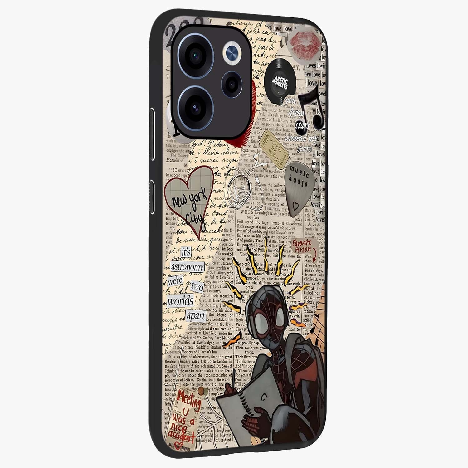 City Dream Sketch Glass Case upright view showcasing urban skyline artwork with stylish hand drawn design.