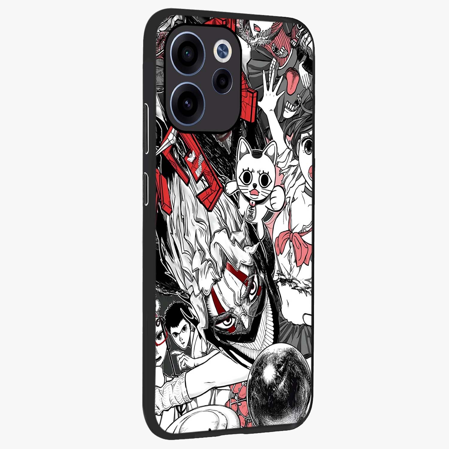 Crimson Chaos Panel Glass Case upright view showcasing intense crimson artwork with dramatic aesthetic style.