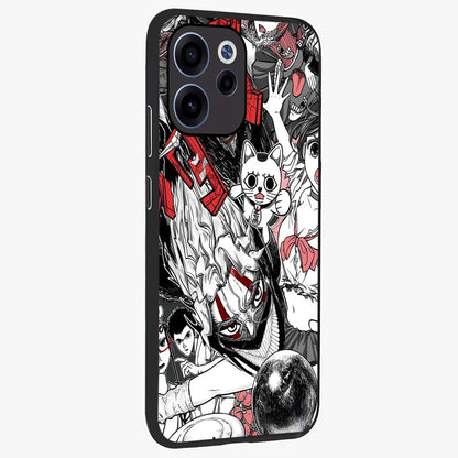 Crimson Chaos Panel Glass Case upright view showcasing intense crimson artwork with dramatic aesthetic style.