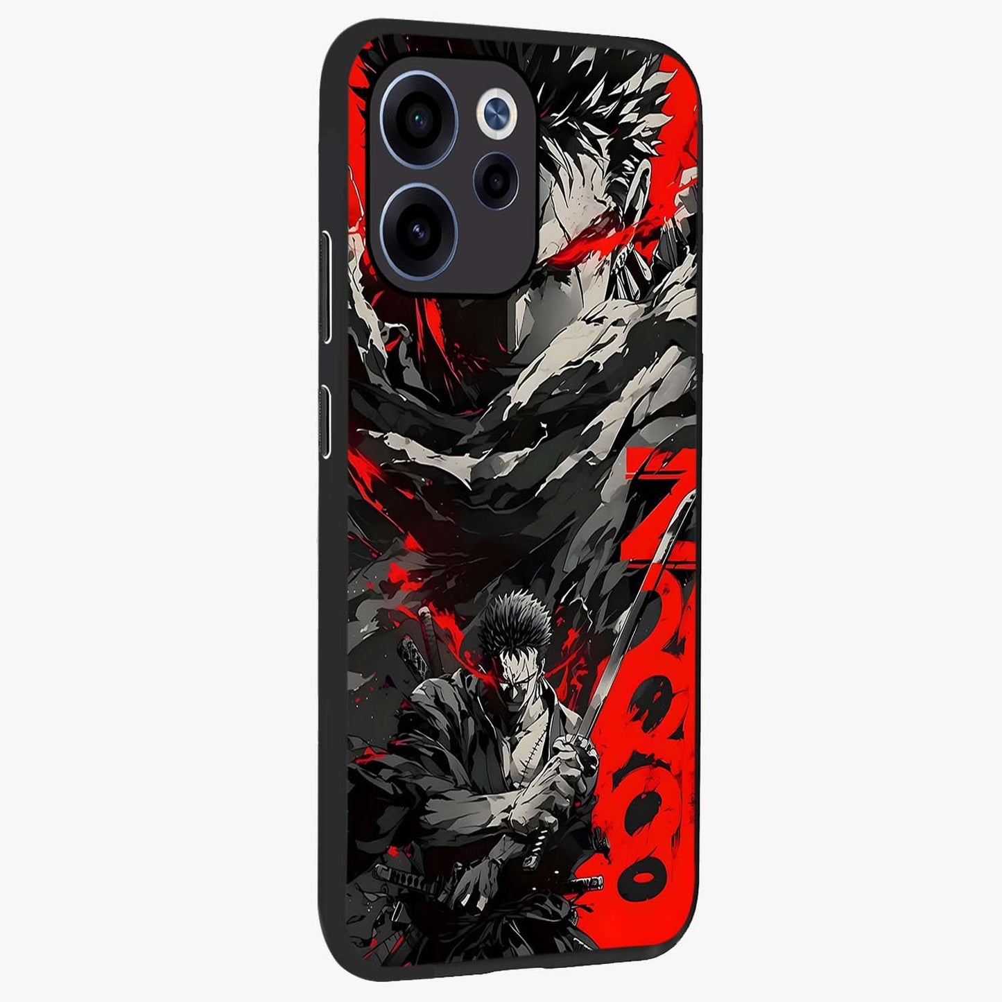 Demon Sword Resolve Glass Case upright view showcasing dramatic warrior artwork with intense battle theme.