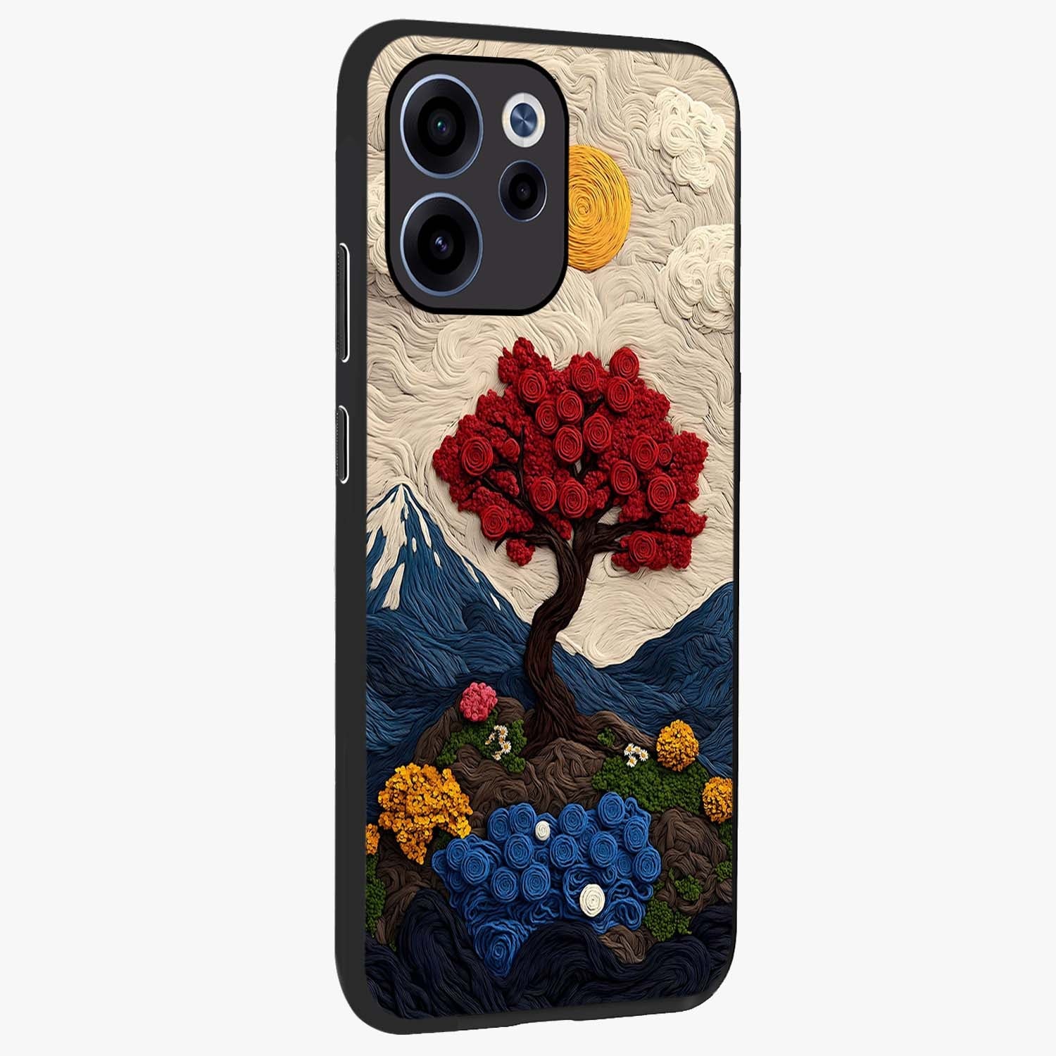 Eternal Nature Tapestry Glass Case upright view showcasing elegant nature tapestry design with decorative style.