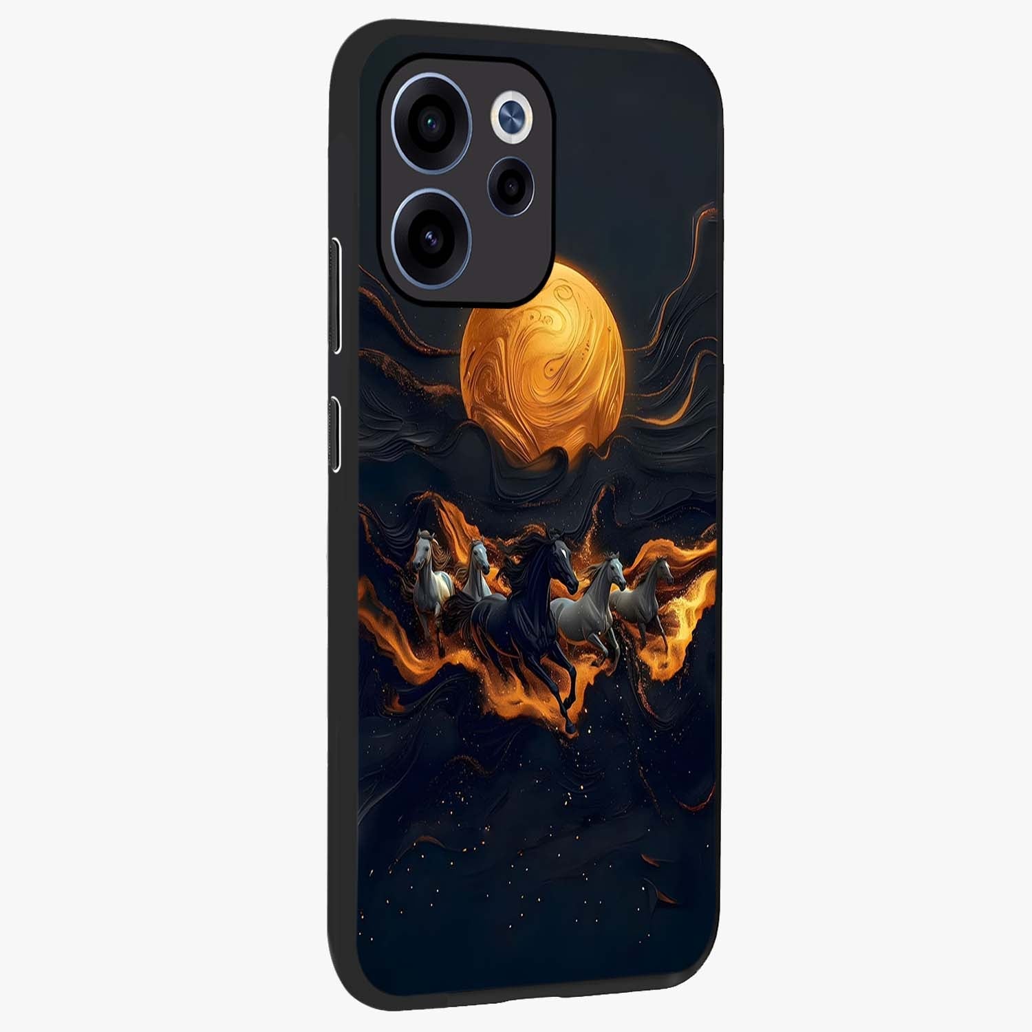 Golden Royal Heritage Glass Case upright view showcasing elegant royal artwork with classic heritage theme.