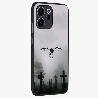 Graveyard Shadow Descent Glass Case upright view showcasing haunting graveyard artwork with dramatic dark theme.