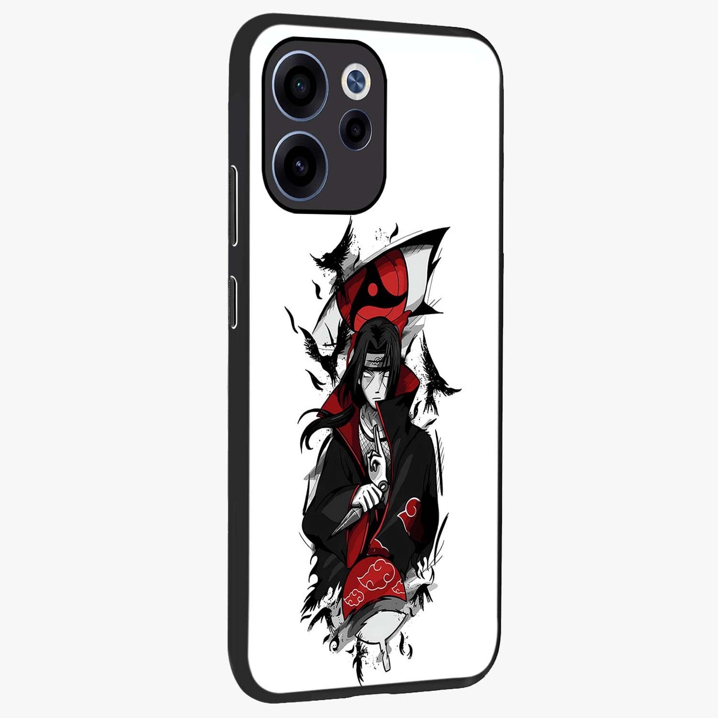 Itachi Limited Edition Naruto Anime Glass Case upright view showcasing intense anime artwork with powerful character theme.
