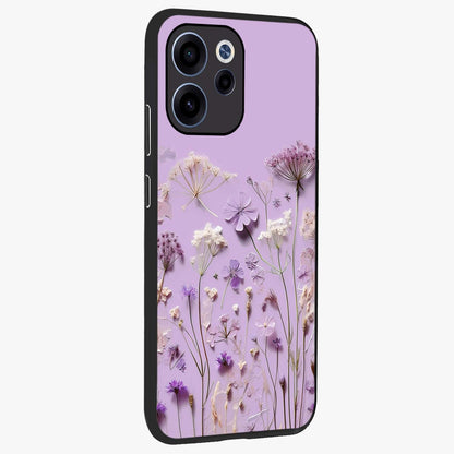 Lavender Blossom Dream Glass Case upright view showcasing delicate lavender blossom artwork with peaceful floral theme.