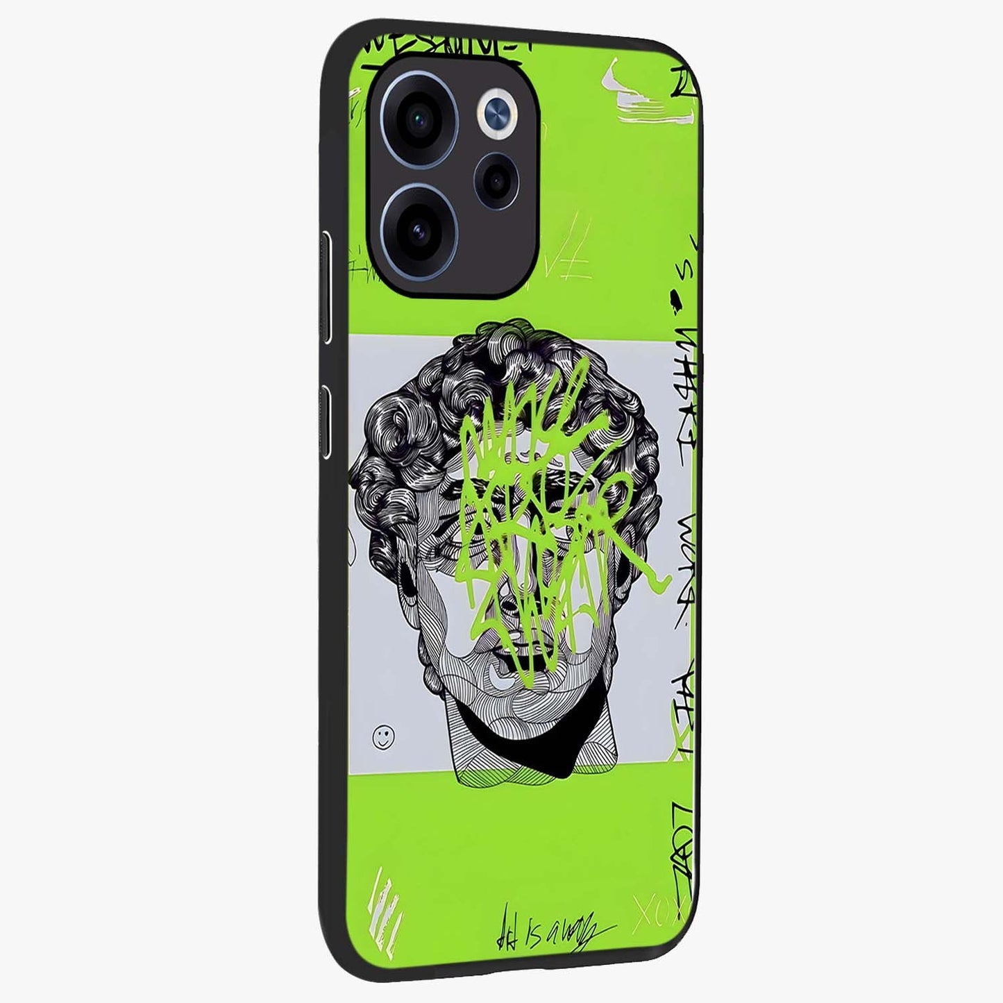 Neo Graffiti Rebellion Glass Case upright view showcasing colorful graffiti artwork with bold modern street style.