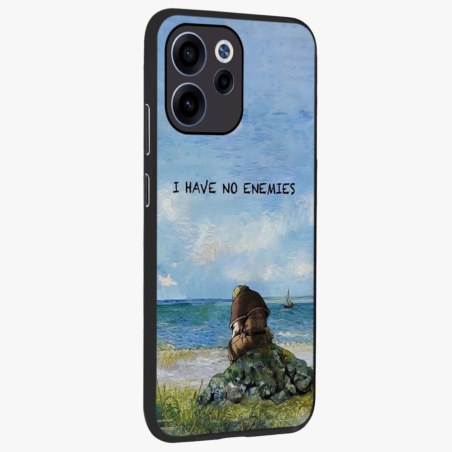 Peace Beyond War Glass Case upright view showcasing powerful peace symbol artwork with inspirational theme.