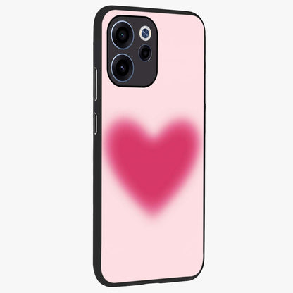 Pink Aura Heart Glass Case upright view showcasing romantic heart artwork with soft pastel theme.