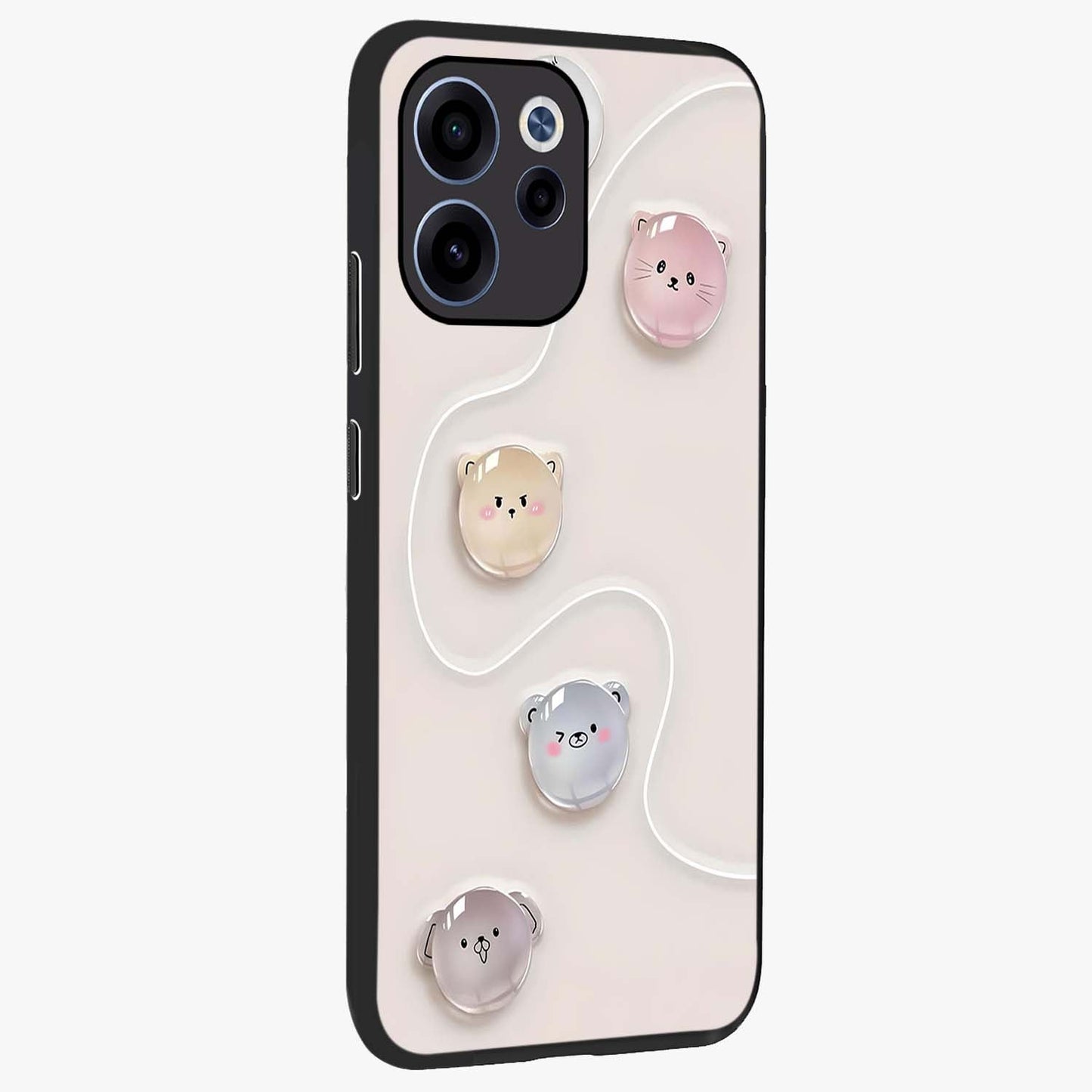 Puffy Face Parade Glass Case upright view showcasing adorable character artwork with cheerful animated theme.