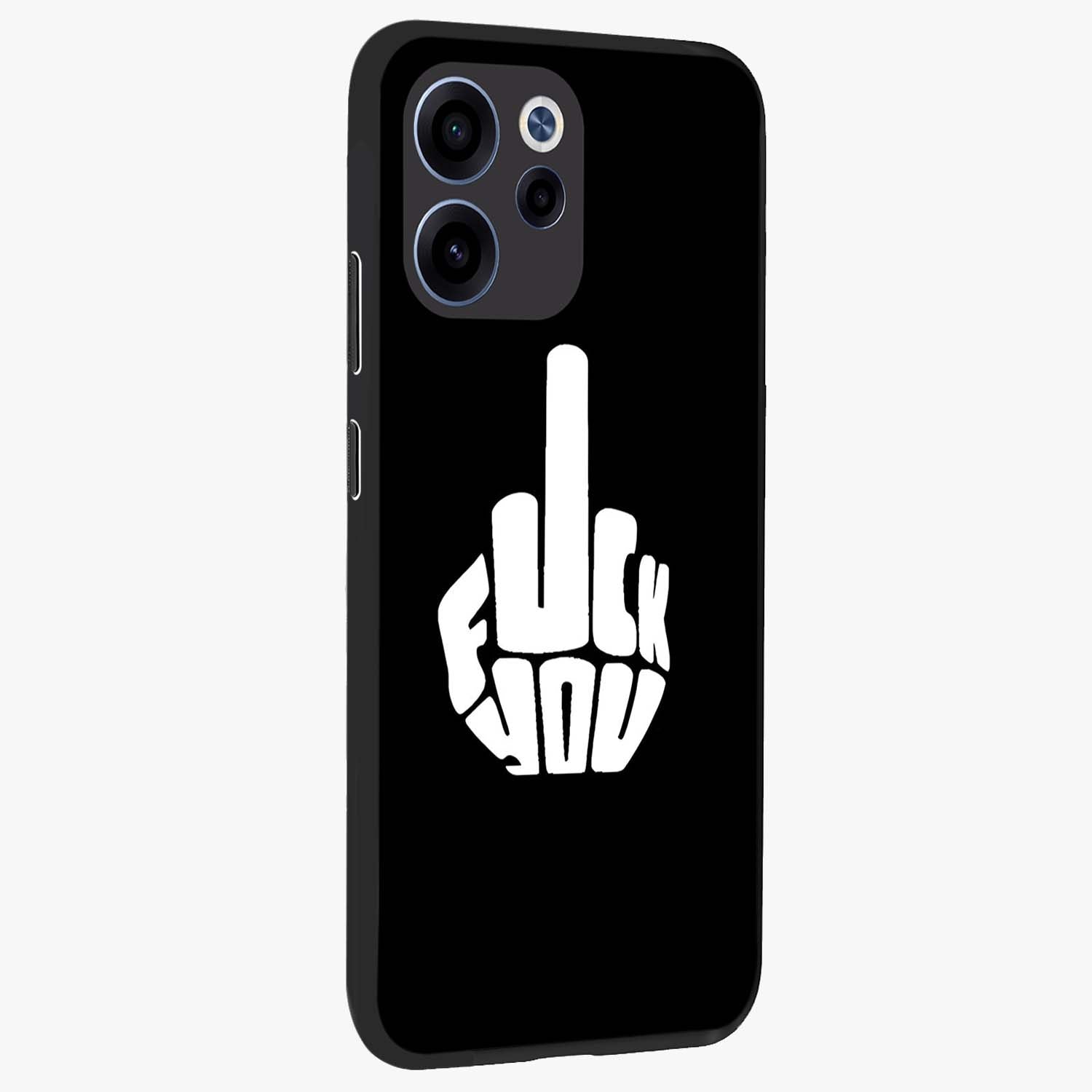 Rebel Mode On Glass Case upright view showcasing striking statement artwork with bold rebellious theme.