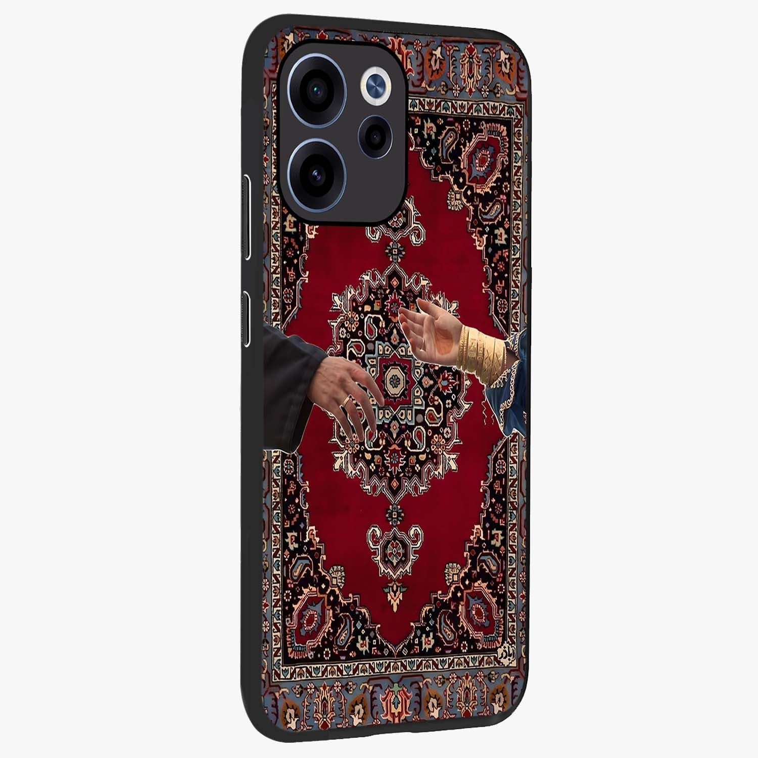 Royal Touch Reach Glass Case upright view showcasing stylish royal inspired artwork with graceful theme.