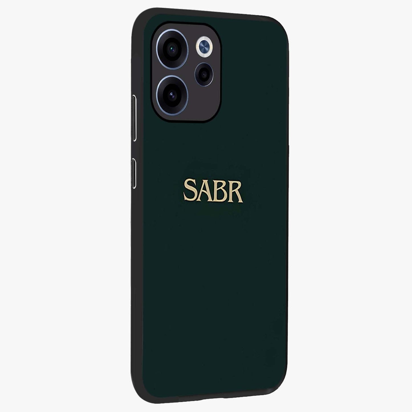 Sabr Minimal Patience Glass Case upright view showcasing calm minimalist artwork with motivational patience theme.