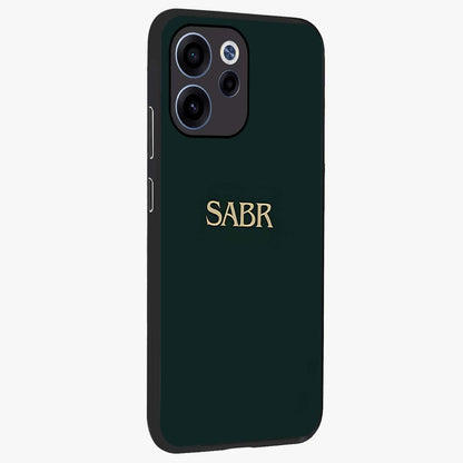 Sabr Minimal Patience Glass Case upright view showcasing calm minimalist artwork with motivational patience theme.