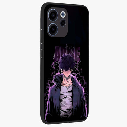 Shadow Monarch Awakening Glass Case upright view showcasing bold monarch artwork with mystical awakening theme.