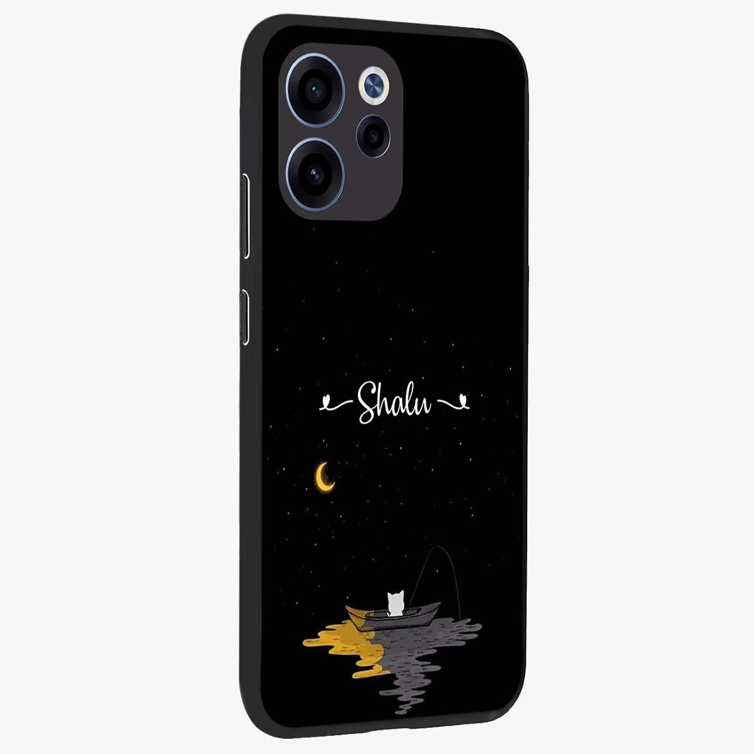 Silent Night Row Glass Case upright view showcasing tranquil night artwork with serene landscape theme.