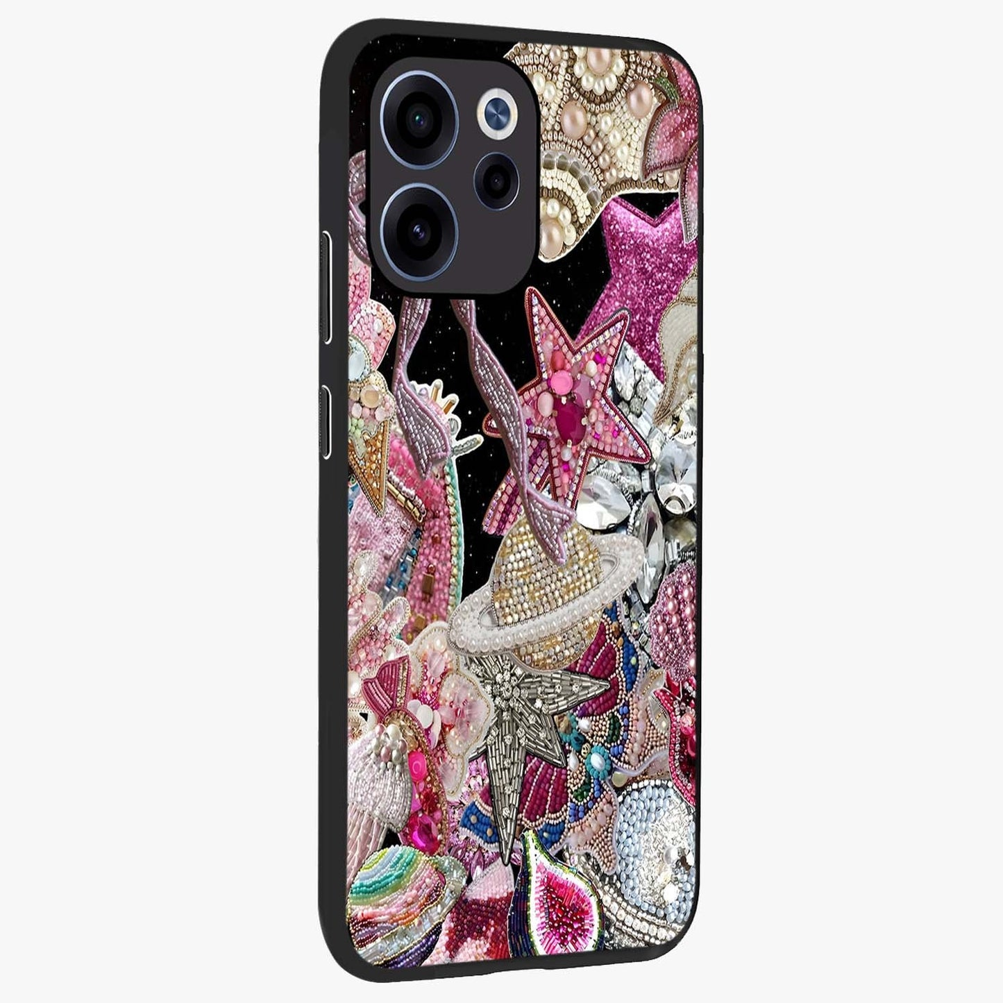 Starlit Jewel Dream Glass Case upright view showcasing radiant star inspired artwork with magical night theme.