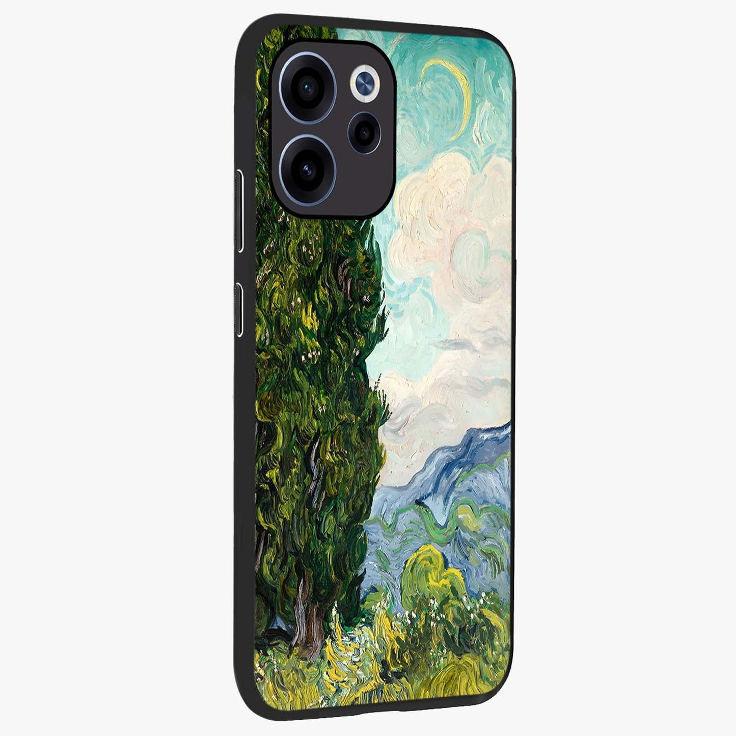 Van Gogh Vintage Art Glass Case upright view showcasing elegant vintage painting artwork with artistic heritage theme.