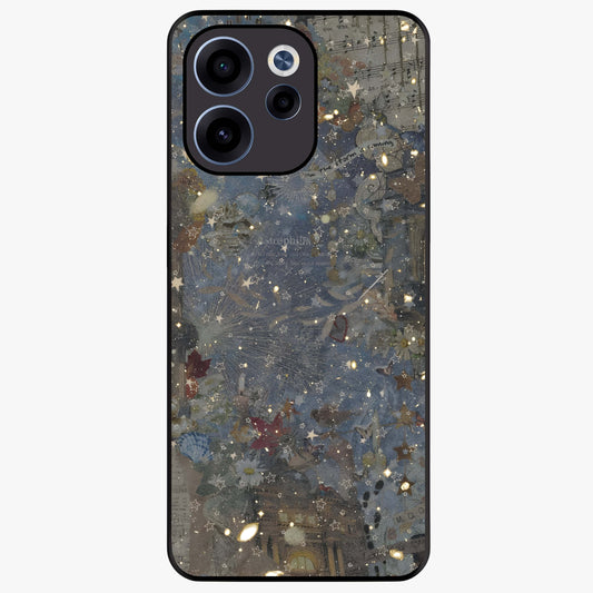 Aesthetic Astrolophia Glass Case showing flat back view with dreamy aesthetic design and glossy glass finish.