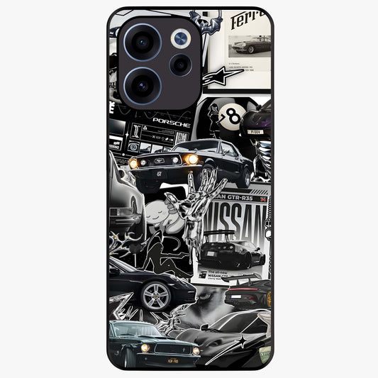 Aesthetic Dark Love Glass Case showing flat back view with dark romantic artwork and glossy glass finish.