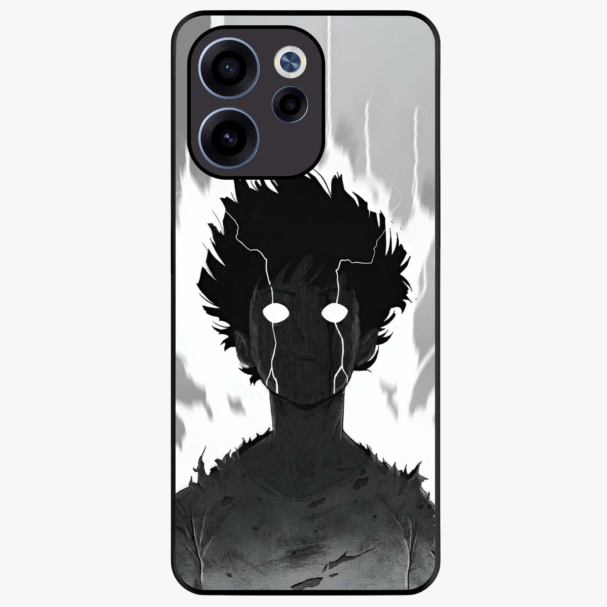 Awakened Inner Rage Glass Case showing flat back view with intense artistic artwork and glossy glass finish.