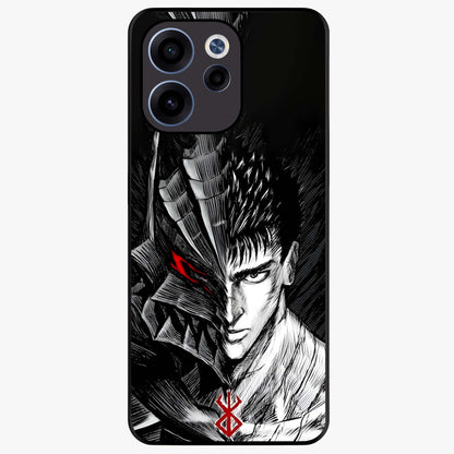 Berserker Blood Oath Glass Case showing flat back view with fierce warrior inspired artwork and glossy glass finish.