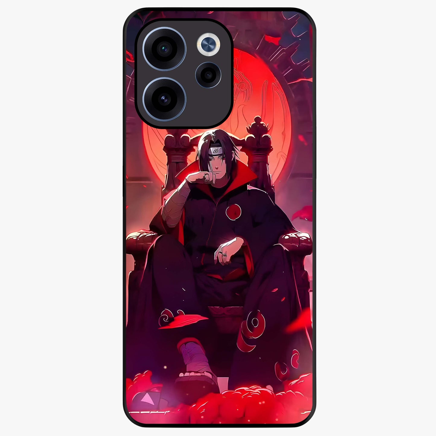 Blood Moon Sovereign Glass Case showing flat back view with mystical blood moon artwork and glossy glass finish.