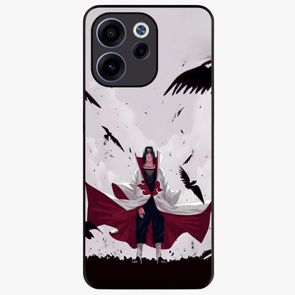 Crimson Crow Ascension Glass Case showing flat back view with mystical crow artwork and glossy glass finish.
