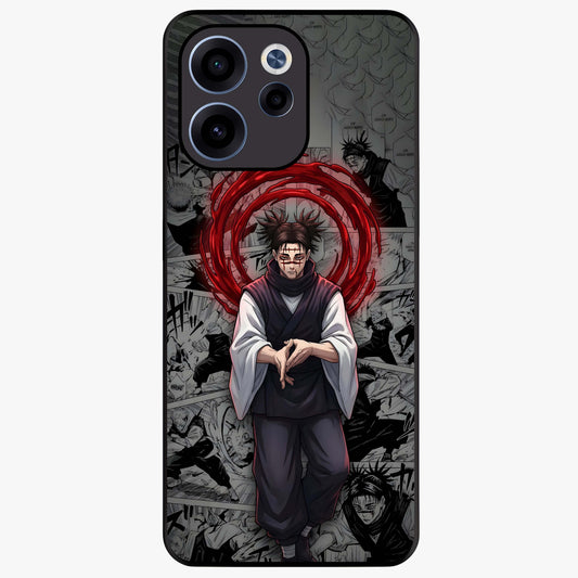 Cursed Ritual Ascension Glass Case showing flat back view with dark ritual themed artwork and glossy glass finish.