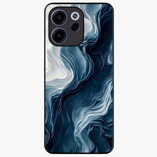 Ethereal Paper Marble Glass Case showing flat back view with soft marble paper texture artwork and glossy glass finish.