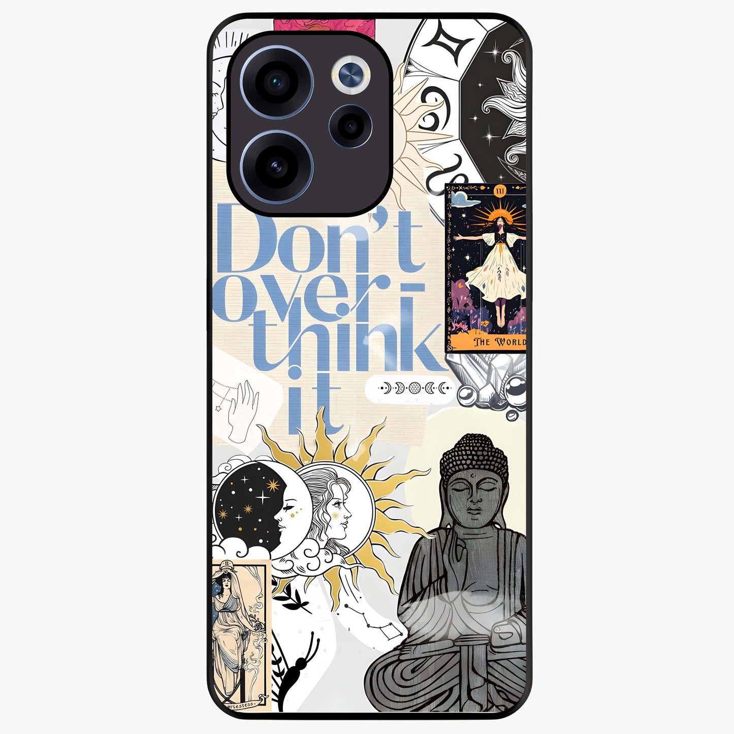 Ethereal Thoughts Glass Case showing flat back view with dreamy artistic artwork and glossy glass finish.