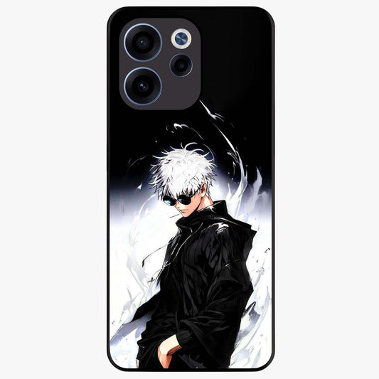 Limitless Shadow King Glass Case showing flat back view with powerful shadow warrior artwork and glossy glass finish.