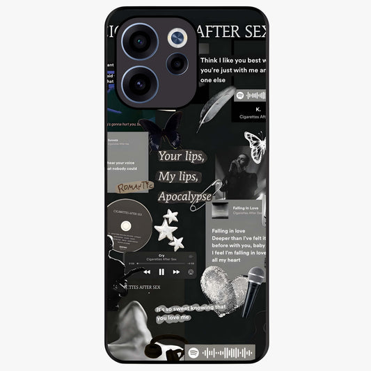 Midnight Love Echo Glass Case showing flat back view with romantic midnight themed artwork and glossy glass finish.