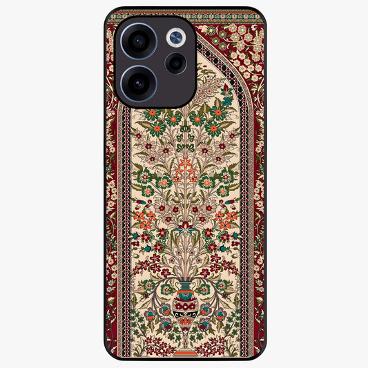 Persian Inspired Glass Case showing flat back view with ornate Persian style pattern artwork and glossy glass finish.