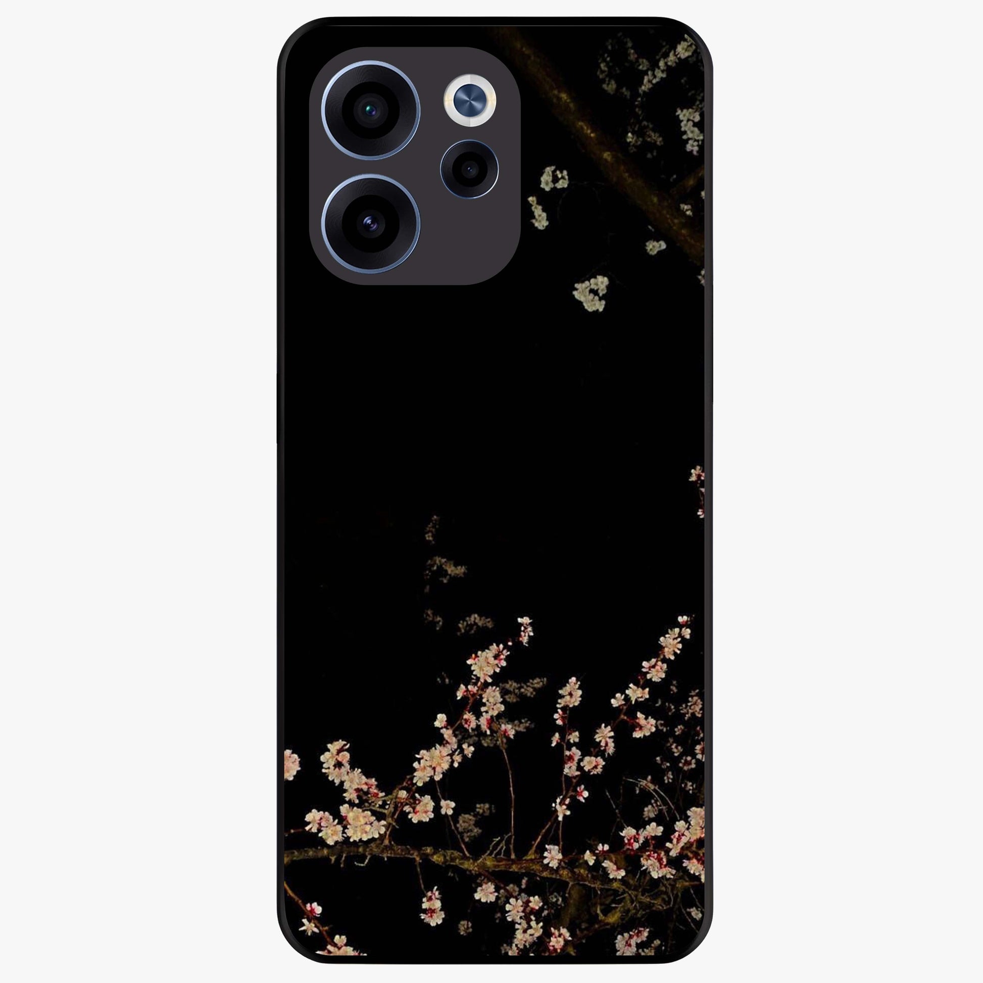 Petal Moon Light With Custom Name Glass Case showing flat back view with floral moonlight artwork and personalized name design.