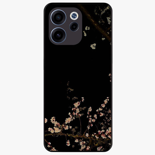 Petal Moon Light With Custom Name Glass Case showing flat back view with floral moonlight artwork and personalized name design.