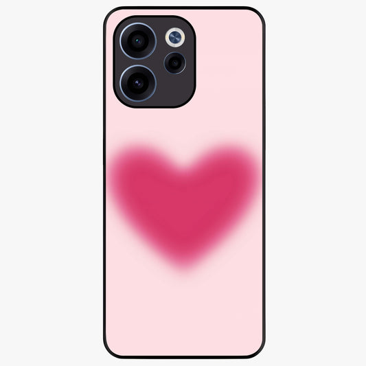 Pink Aura Heart Glass Case showing flat back view with glowing heart artwork and glossy glass finish.