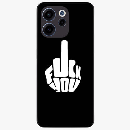 Rebel Mode On Glass Case showing flat back view with bold rebellious typography artwork and glossy glass finish.