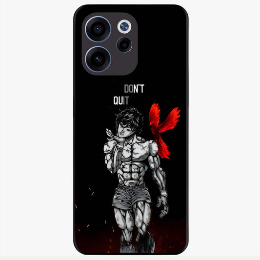 Rise Beyond Limits Glass Case showing flat back view with motivational typography artwork and glossy glass finish.