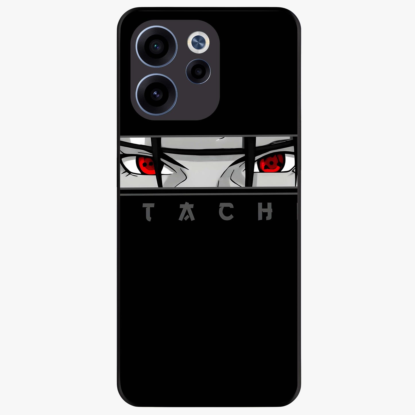 Scarlet Gaze Dominance Glass Case showing flat back view with striking red themed artwork and glossy glass finish.