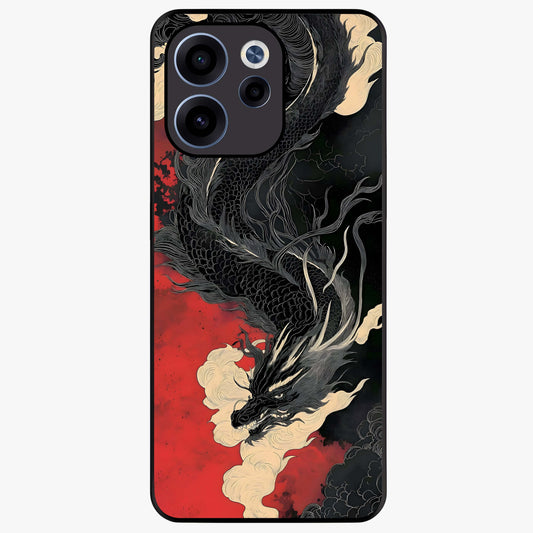 Shadow Dragon Fury Glass Case showing flat back view with fierce dragon artwork and glossy glass finish.