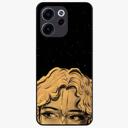 Shri Krishna Art Glass Case showing flat back view with devotional Krishna artwork and glossy glass finish.