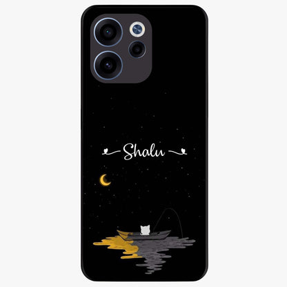 Silent Night Row Glass Case showing flat back view with calm night themed artwork and glossy glass finish.