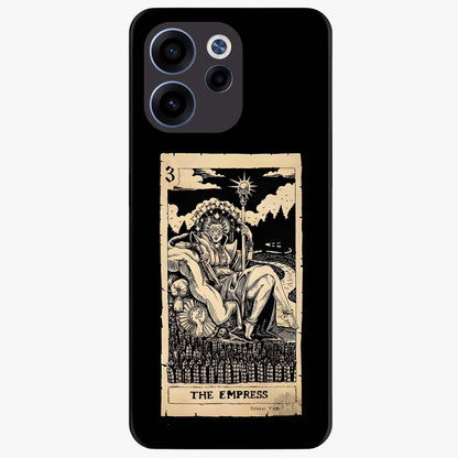 The Empress Glass Case showing flat back view with regal feminine artwork and glossy glass finish.