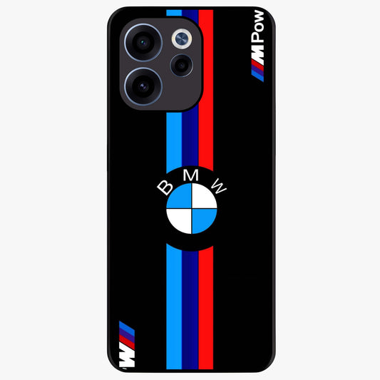 Turbo BMW Beast Glass Case showing flat back view with high performance sports car artwork and glossy glass finish.