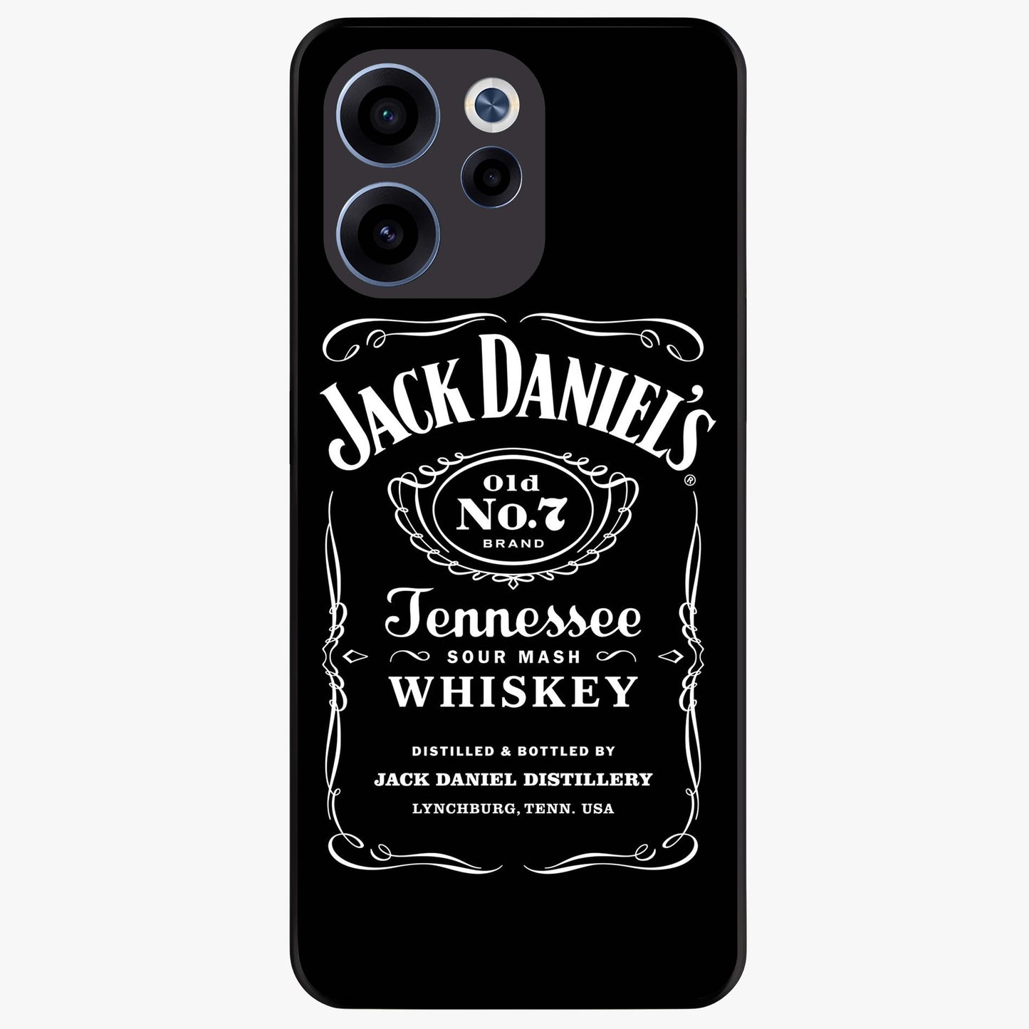 Vintage Whiskey Heritage Glass Case showing flat back view with classic whiskey inspired artwork and glossy glass finish.