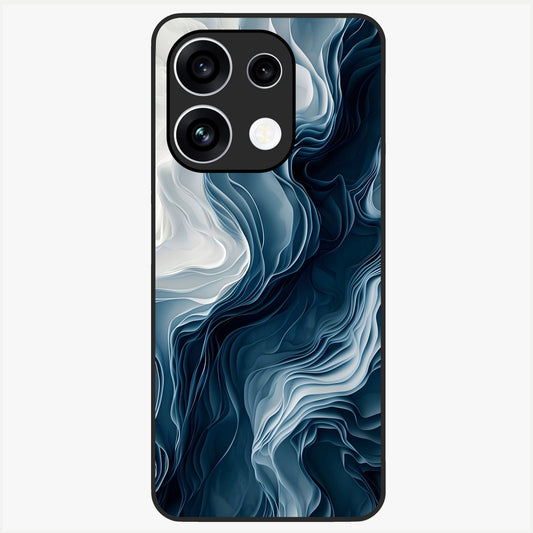 Ethereal Paper Marble Glass Case showing flat back view with soft marble paper texture artwork and glossy glass finish.
