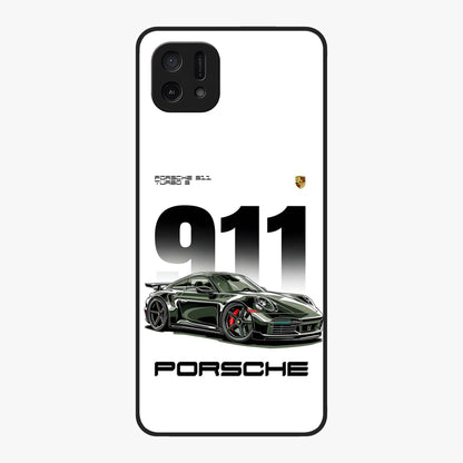 911 Turbo Dominance Glass Case showing clean flat back view with bold 911 sports car artwork and glossy glass finish.